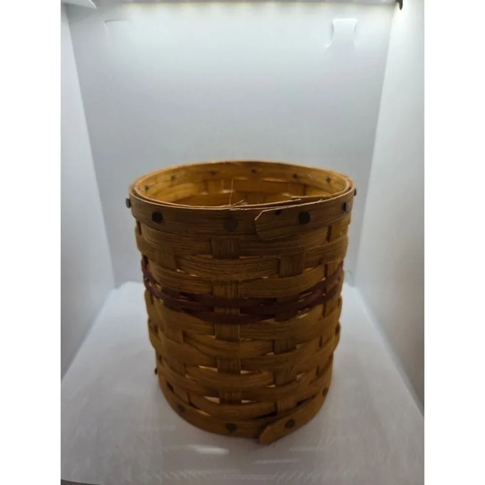 Vintage Longaberger Handmade Crock Two Tone Wicker Basket